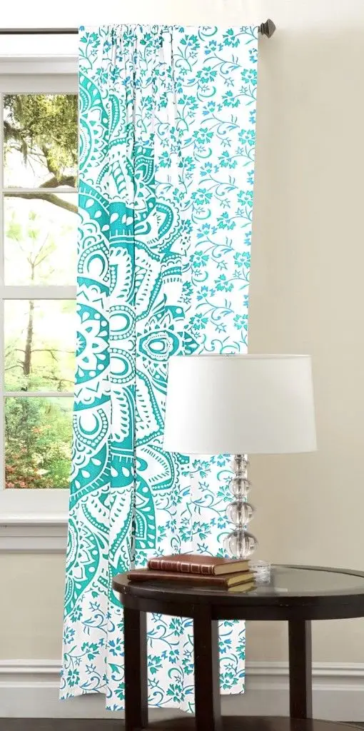 Ready Made Curtain Mandala Hippie Window Balcony Living Room Decor 100% Cotton India Curtain Windows Door Cotton Fabric PVC Bag