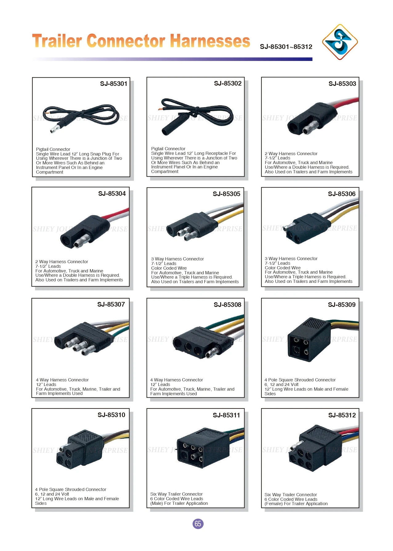 Trailer Truck Auto Marine 6 Way Wire 6P Factory Customized Trailer Connector