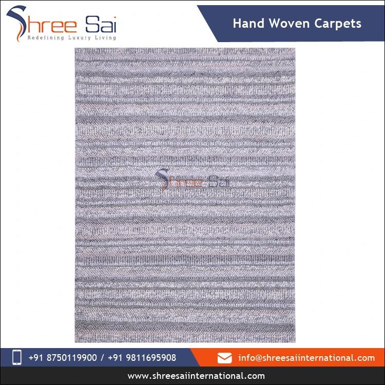 Handmade Wall-to-Wall Carpets Indian Manufacturer & Supplier Embroidered Textured Wool & Cotton Hand Woven Carpet For Sale