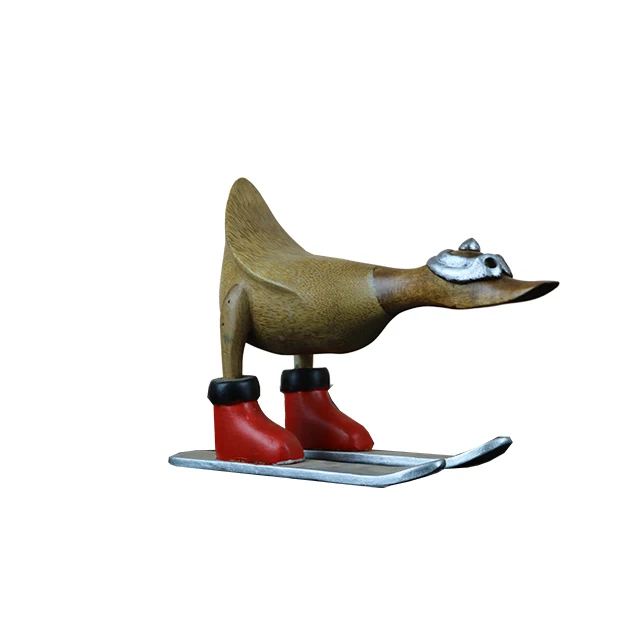  Горнолыжная утка из твердого тикового дерева для украшения дома и улицы