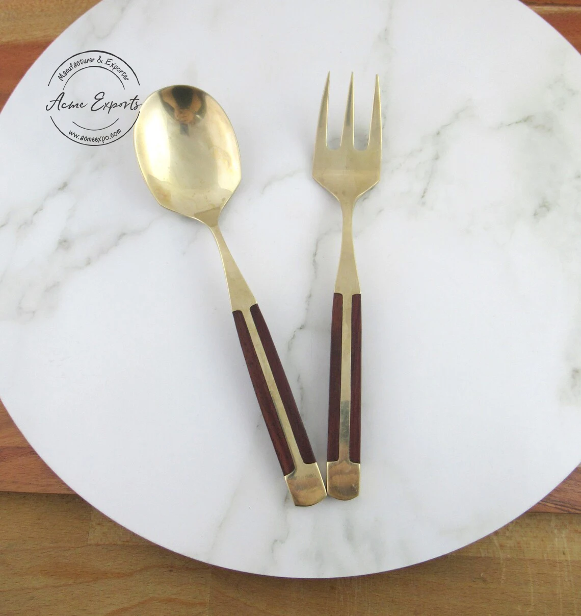  Экологически чистый латунный матовый набор для сервировки салата стандартного размера предназначенный буфетных инструментов столовые приборы