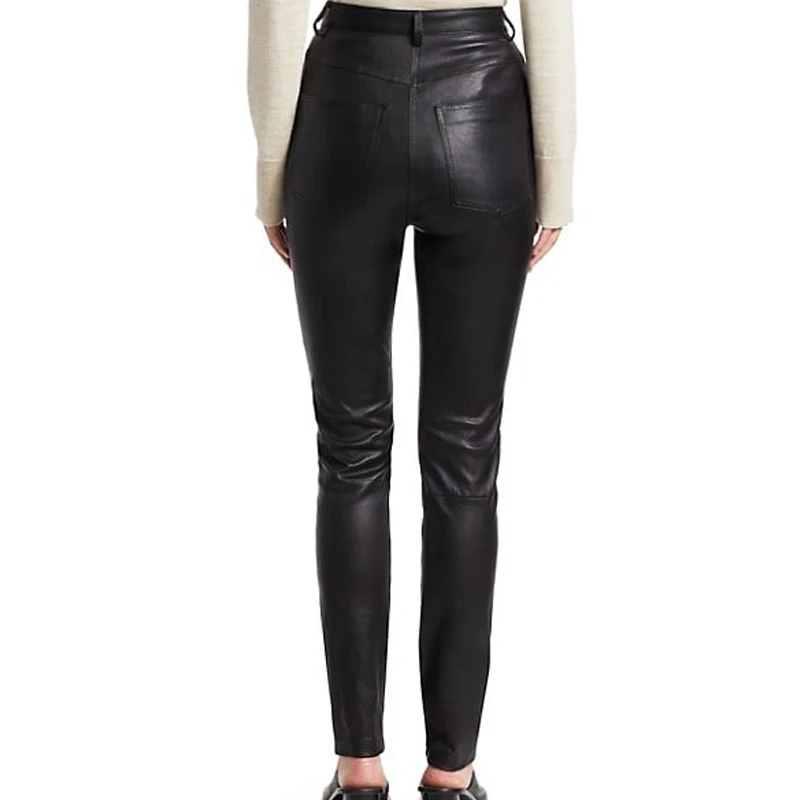 Custom OEM Womens Stretchy Leather Pants High Quality Fashionable and Comfortable Tailored Pants for a Perfect Fit