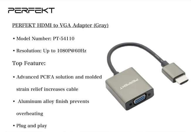 PERFEKT HDMI Male to VGA Female