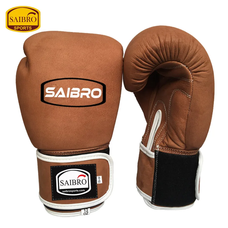 Brown Color Custom Logo PU Leather Boxing Gloves for Training