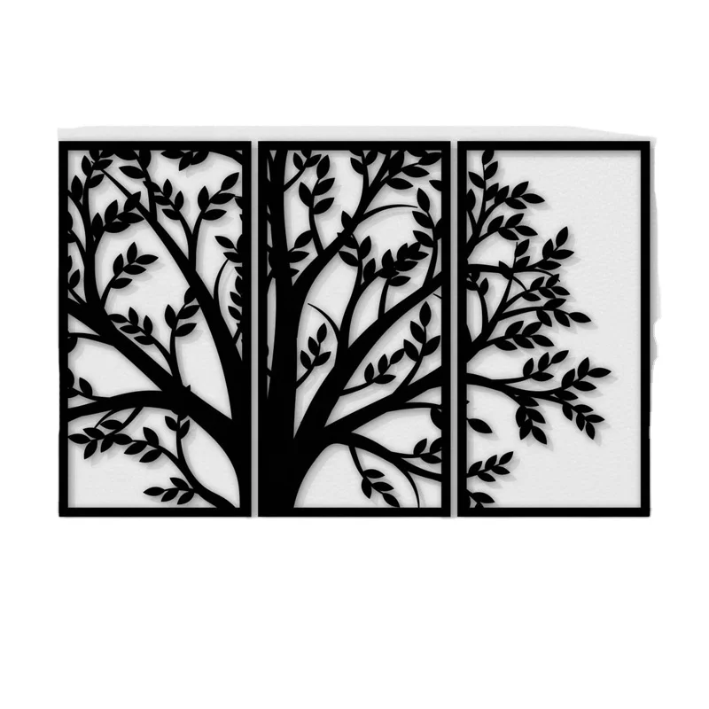 3 Panels Laser Cut Tree of Life Metal Wall Decor