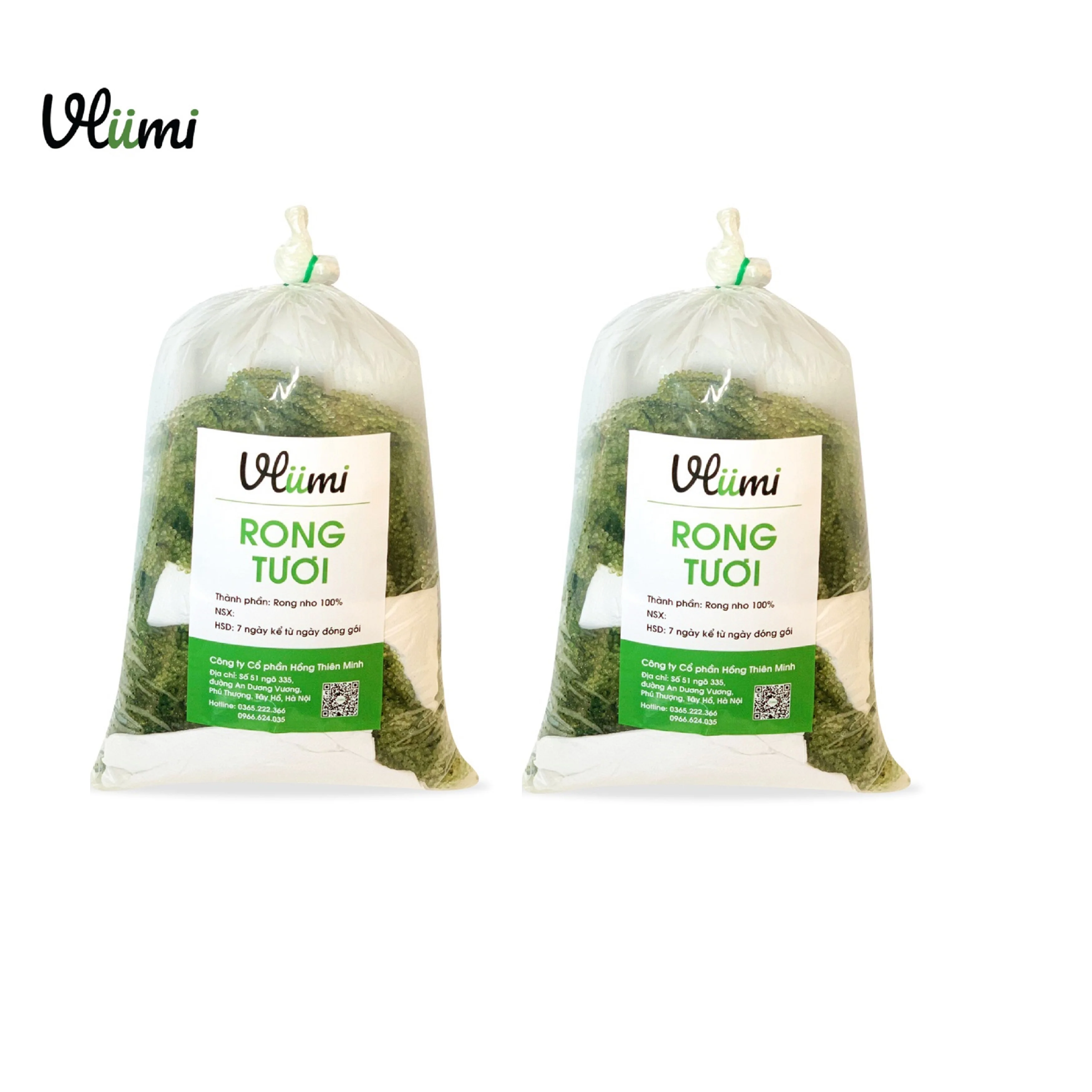 
Vegan Green Carvier VLUMI Seaweed Fresh Sea Grapes - Umibudo for Sashimi 