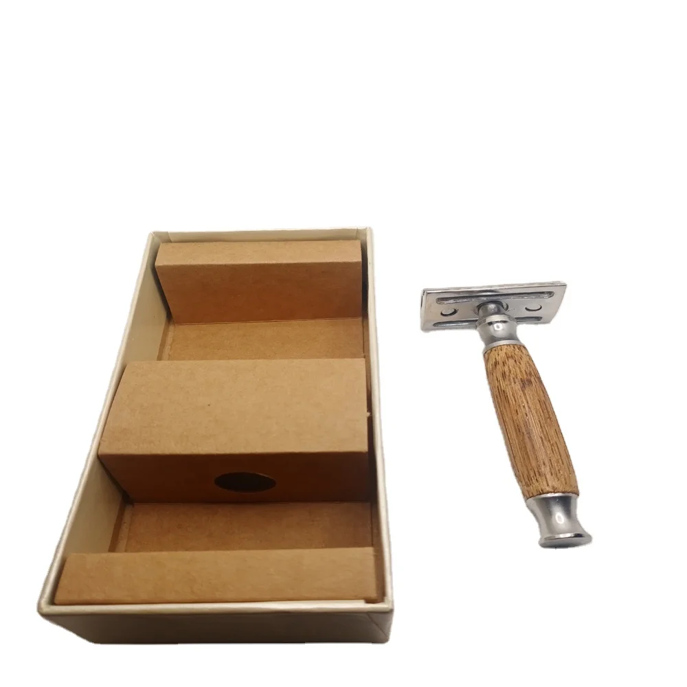 Custom Packing Bamboo Handle Eco Green Reusable Zero Waste Safety Razor For Shaving