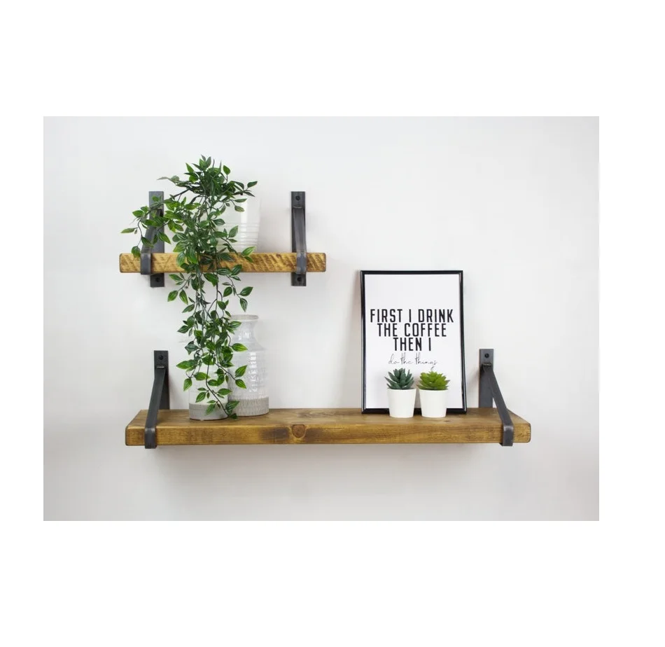 Nordic Wooden Wall Mounted Shelf With Black Wire Knitted Living Room Bookshelf Storage Home Decor At Wholesale Price From India