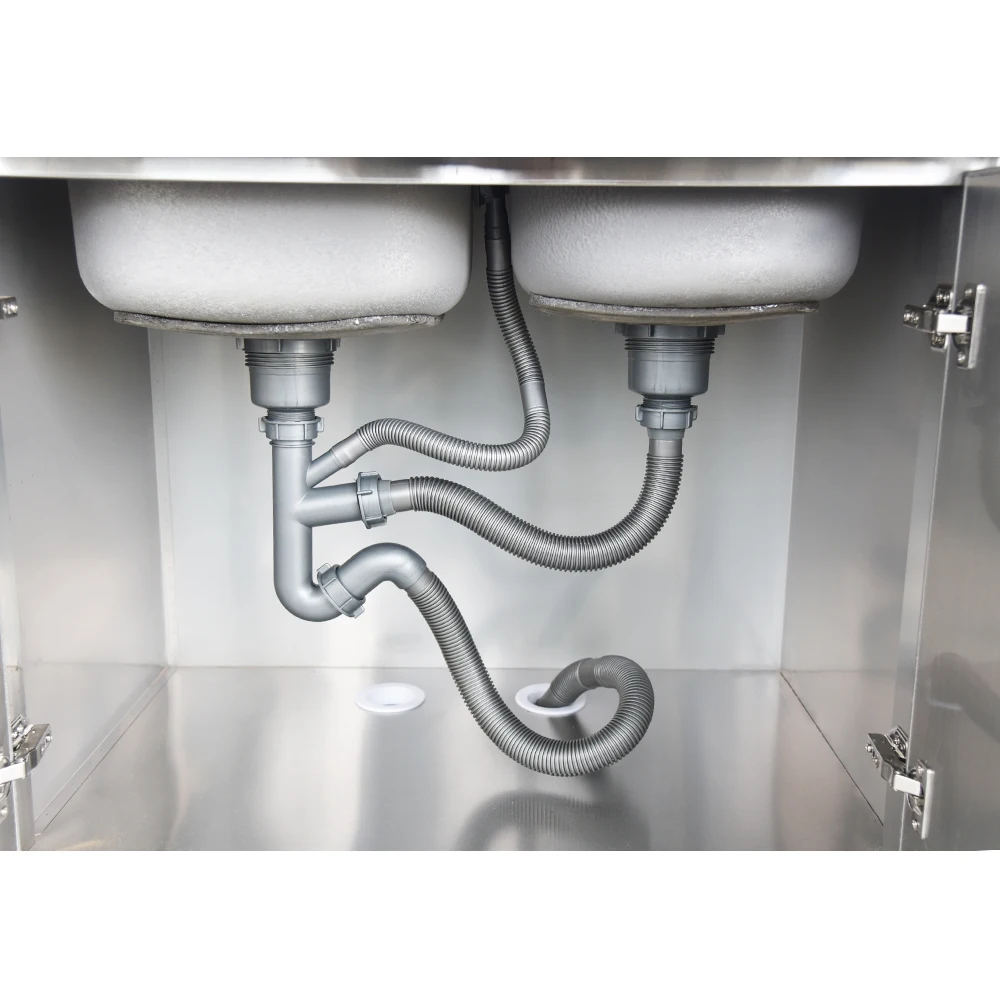 201/304 Stainless Steel Kitchen Sinks Commercial Kitchen Modern Cabinet with Sink & Tabletop & Stove 7 Doors Kitchen Cabinets