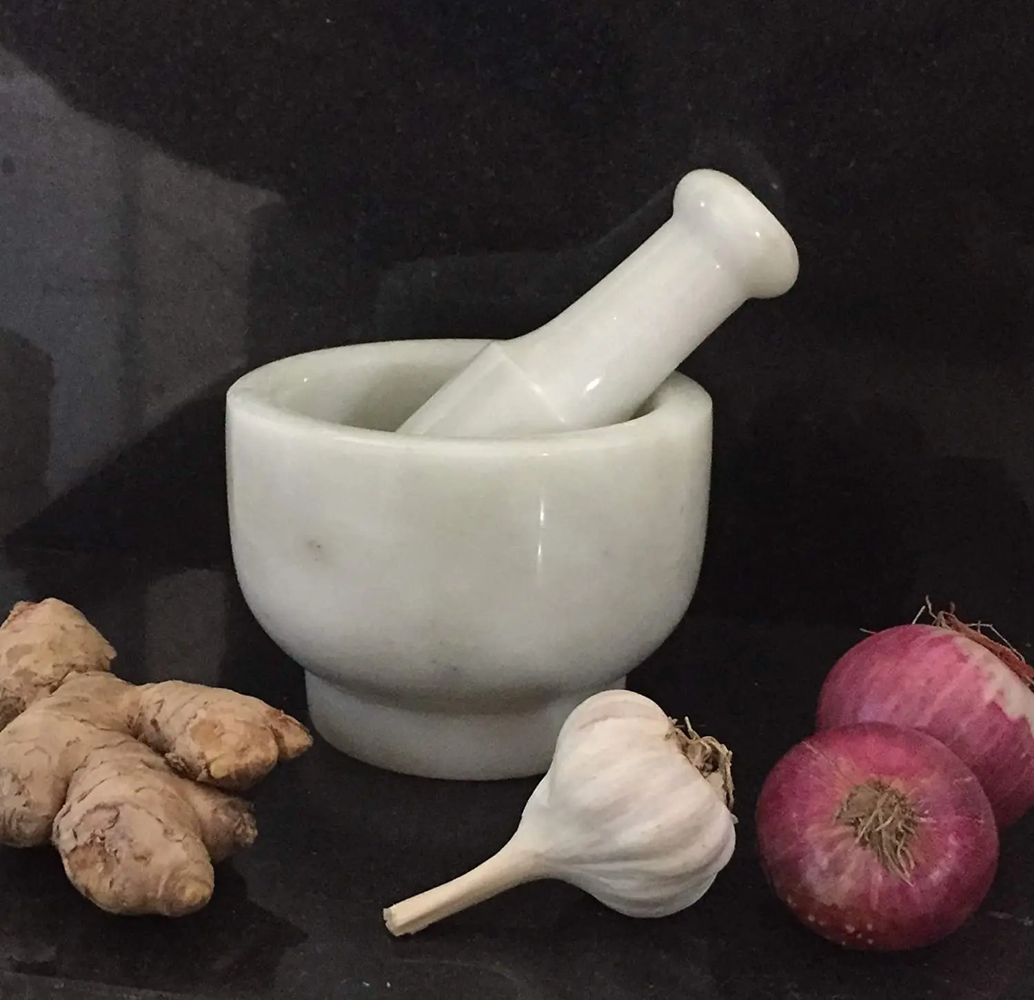 White Marble Pestle Kharal Amam Dasta Okhli Mortar Grinding Set for Small Spices and Medicines