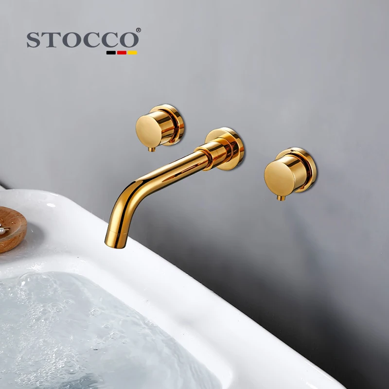brushed gold tall basin faucet with sink modern bathroom mixer wall mounted bathroom faucet