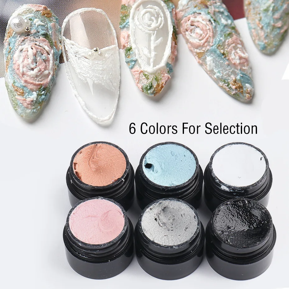 ANZUO  Wholesale 6Colors Plaster Decorationgel Halal Gel Nail Polish White 3D Breathable UV Nail Polish