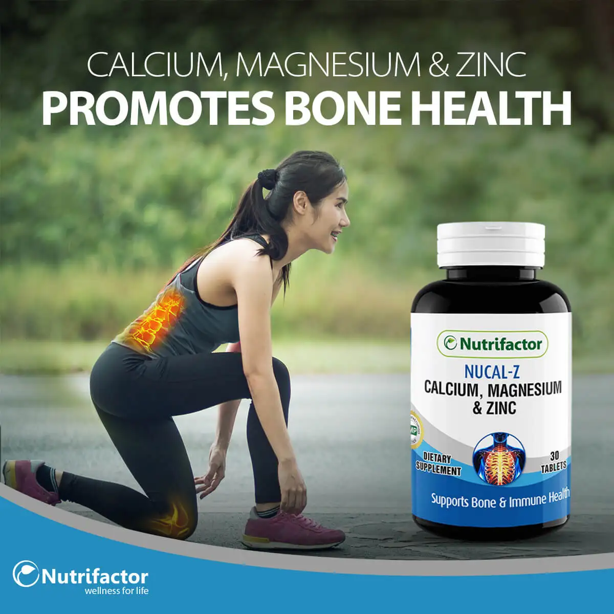 
NUCAL-K Halal Food Supplement Vitamin D K Calcium Carbonate Cholecalciferol Bones and Muscles Health Nutrifactor Healthcare Tab 