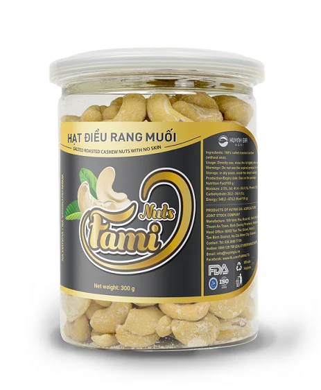 Premium Grade Quality Vietnam Export Healthy Organic Snack Processed Roasted Salty Flavor Cashew Nuts