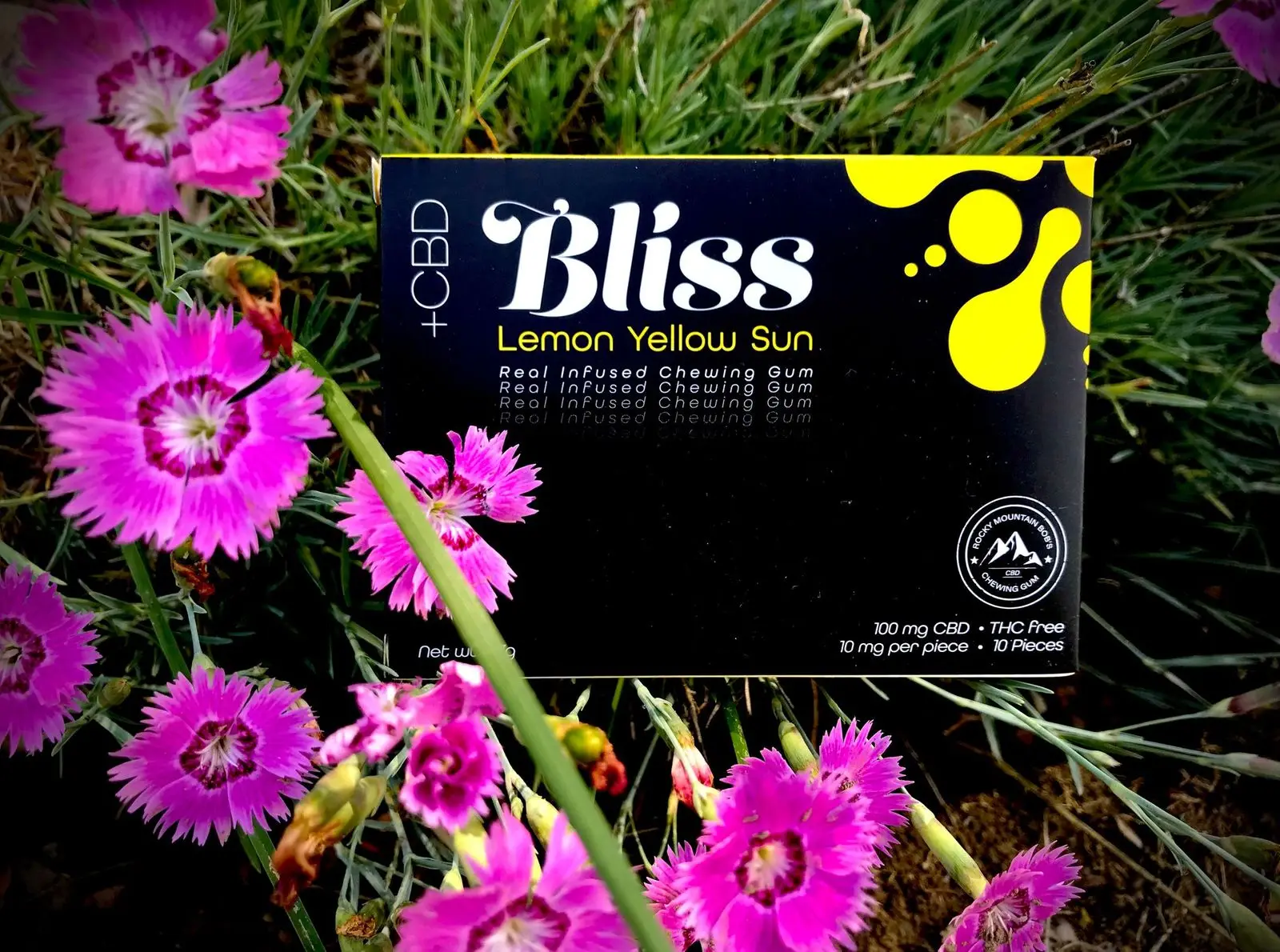 
Stress depression wellness sleep RMB CBD Chewing Gum - 10pack - 10mg/pc - 100mg - Lemon Yellow Sun 