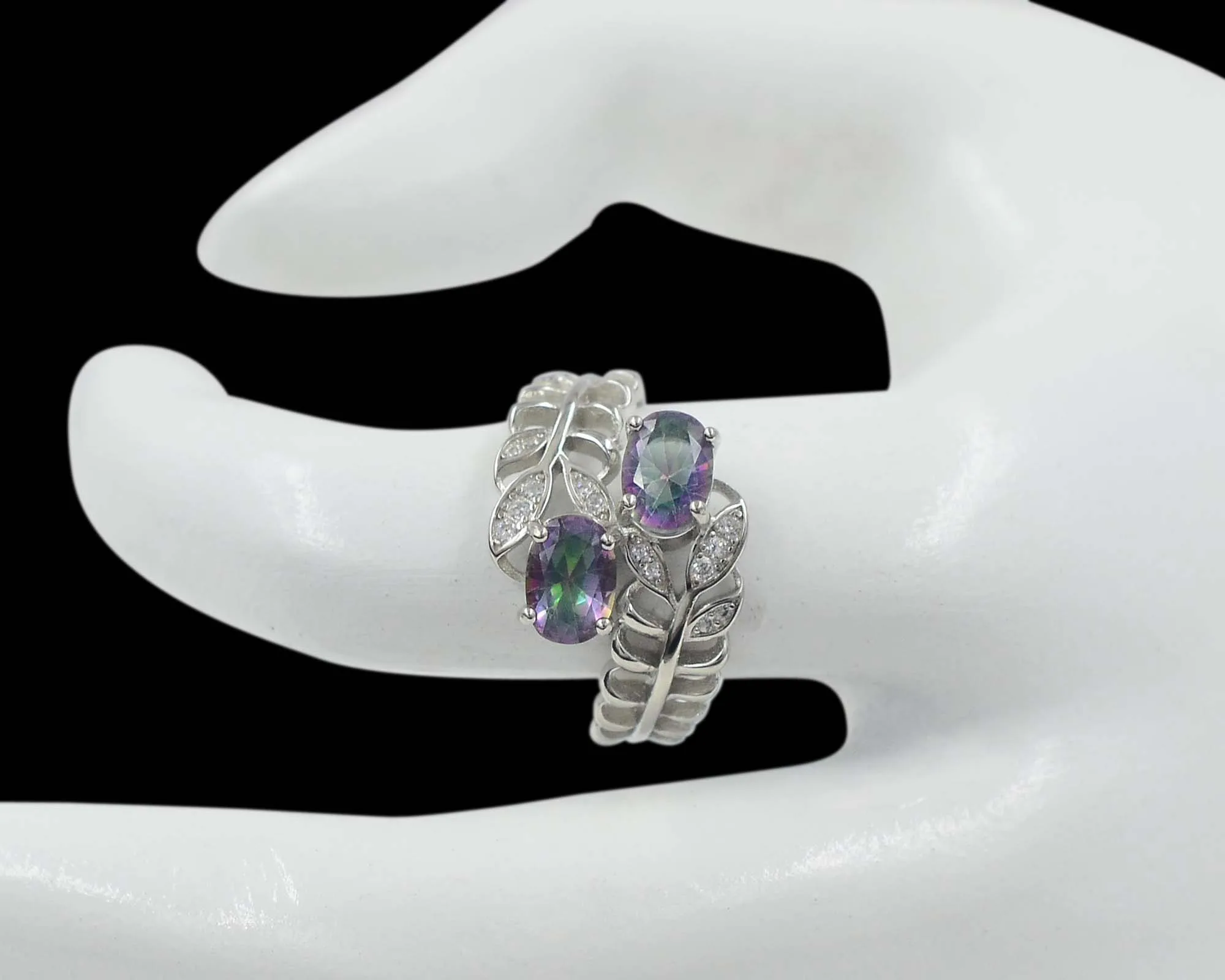 New Arrival Mystic Topaz 7X5 MM Oval Cut Gemstone 925 Sterling Silver Designer Ring Women Jewelry Supplier From India