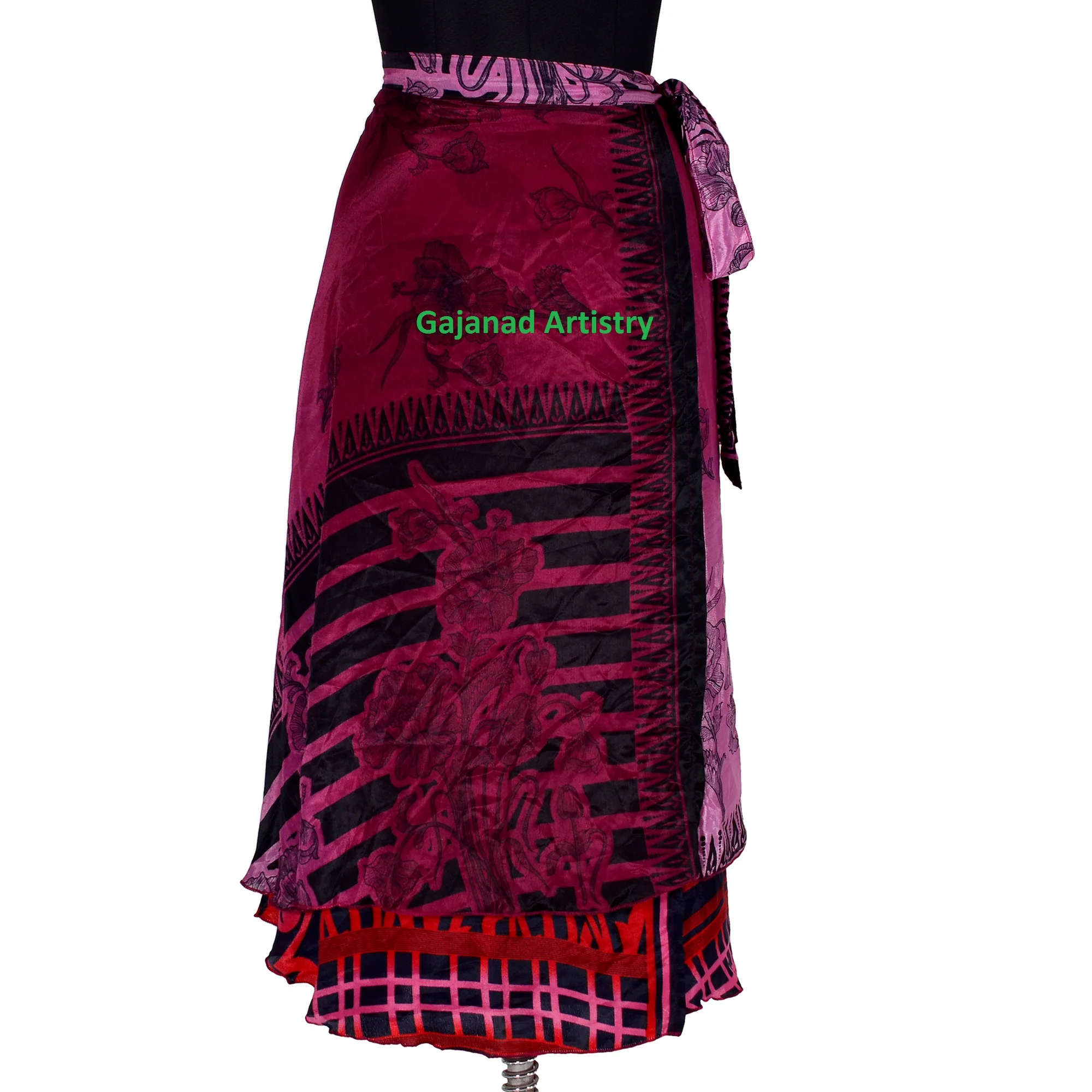 Vintage silk reversible long skirt Vintage  Silk Long  wrap around long  Silk sari long wrap skirt reversible women dress