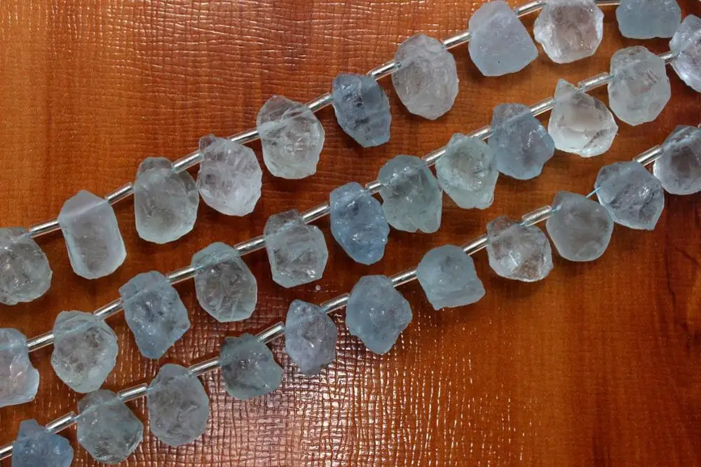 Natural Blue Aquamarine Gemstone Uneven Shape Rough Untreated Side Drill handcut For Jewelry Making
