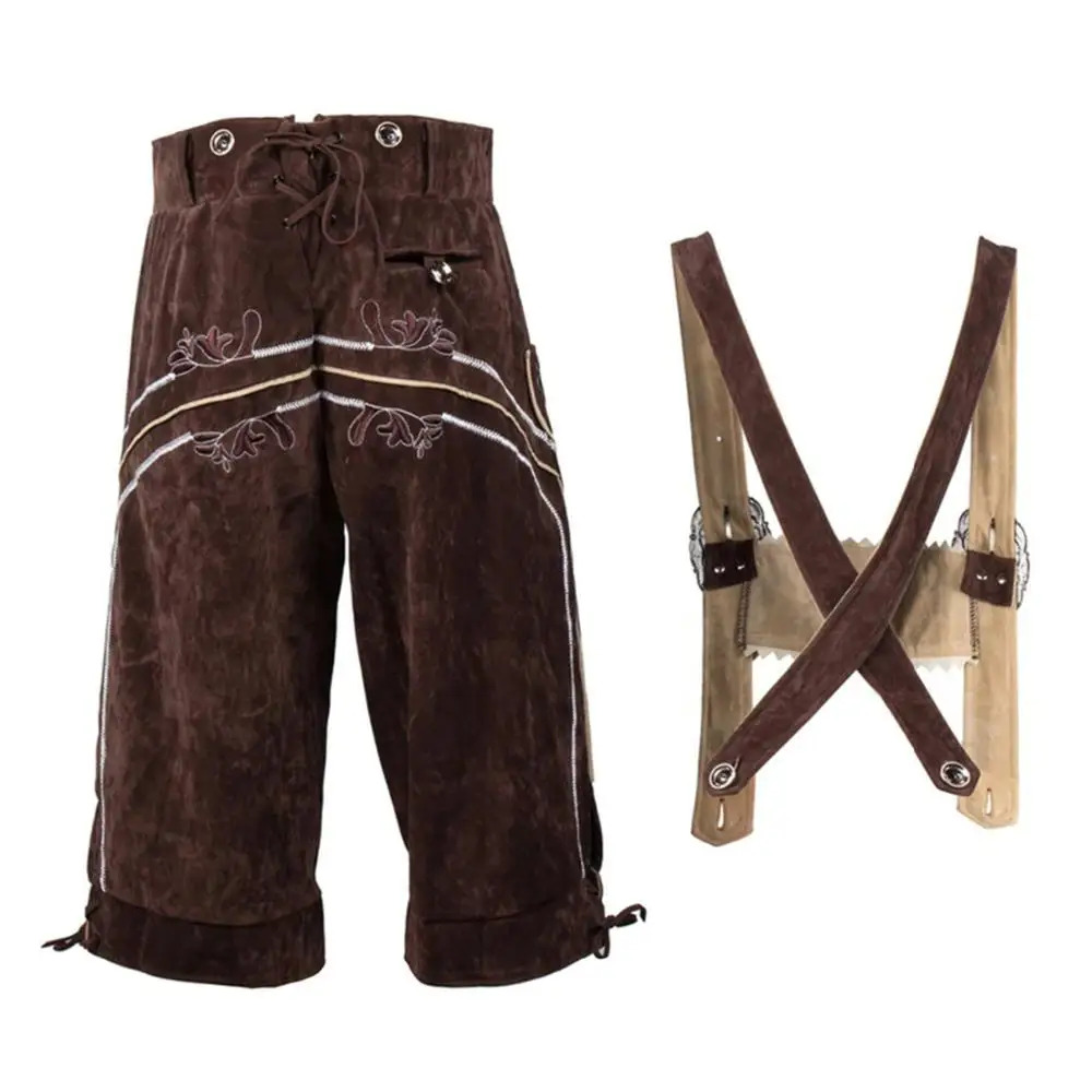 New 2020 Style Bavarian Traditional Shorts Brown and Chocolate Colors in Trachten Lederhosen Leather Shorts