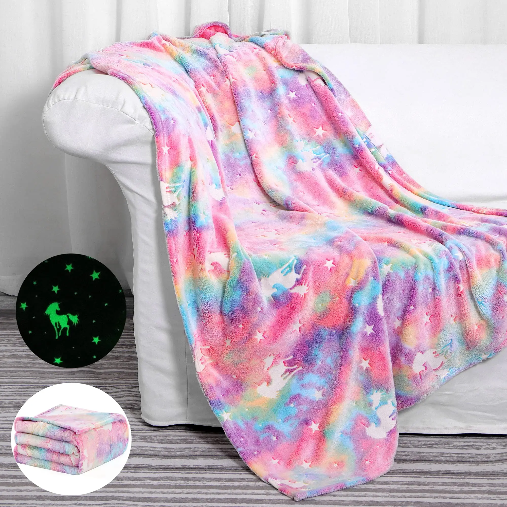 Glow in The Dark Blanket Unicorns Blanket Luminous Blanket Christmas Gift