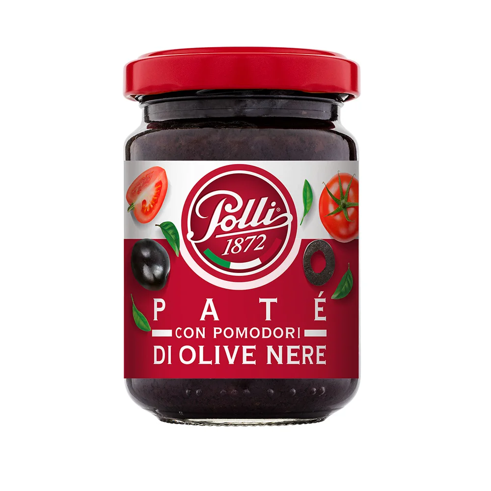 Made in Italy 140 g mason jar black olives cream with tomato olive oil and oregano for export