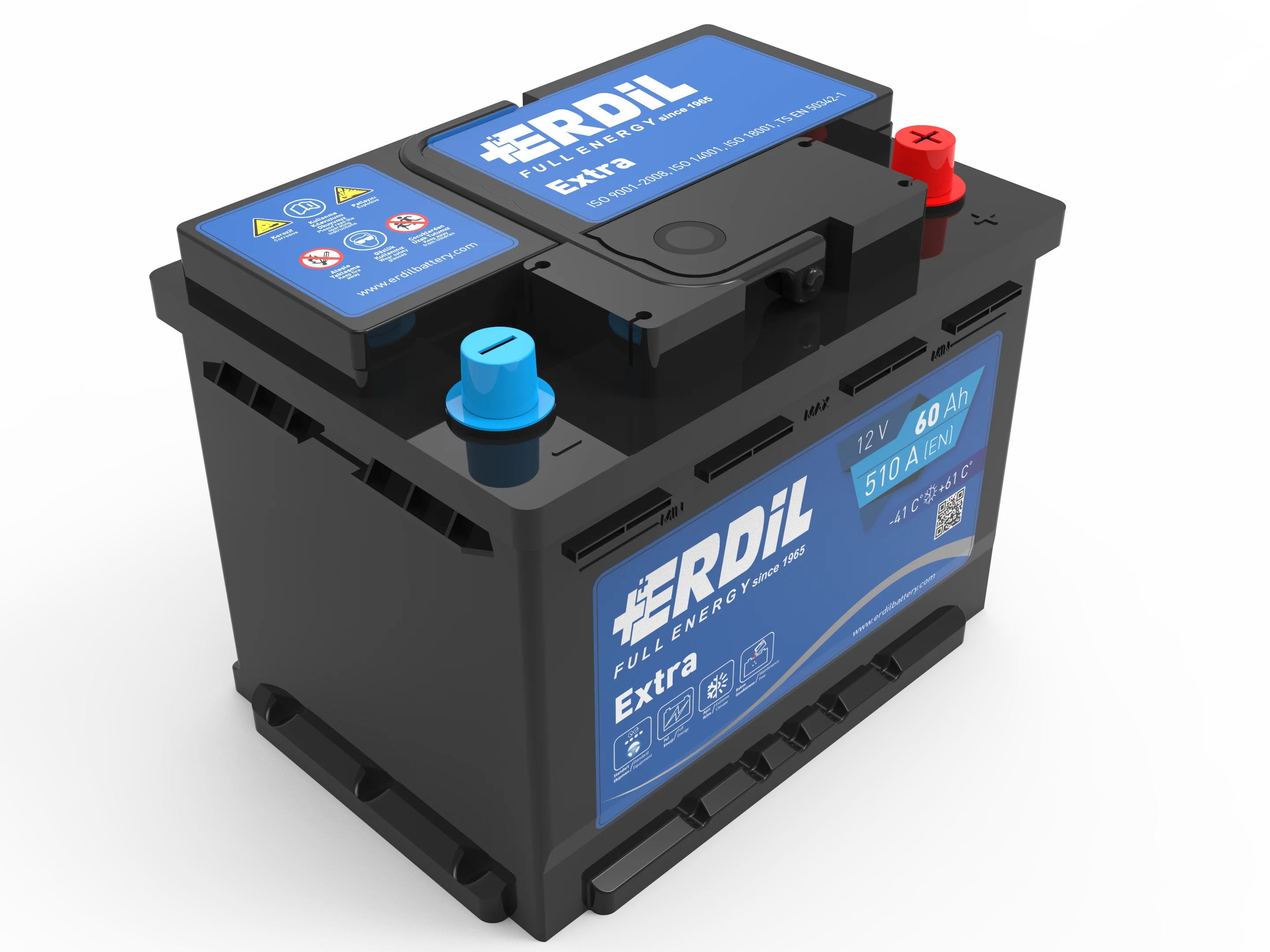 Автомобильная батарея марки Erdil, 12 В, 60 ач, серия DIN, не требует обслуживания, свинцово-кислотная Автомобильная батарея от производителя