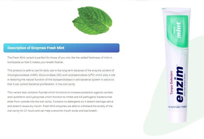 Зубная паста лучшего качества с активным ферментом и без SLS парабенов для облегчения стоматита и неприятного запаха