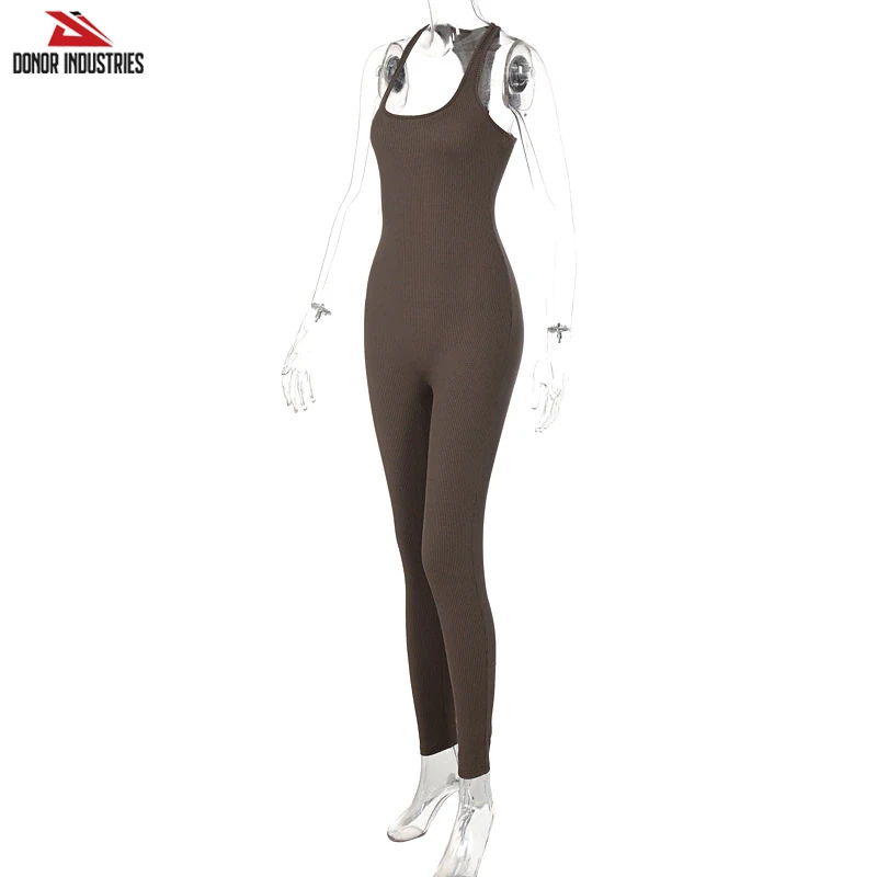 202 Autumn Casual Playsuits For Women Workout Sports GYM Clothes Woman Bottom Homewear Solid Jumpsuit Bodycon Slim Bodysuit
