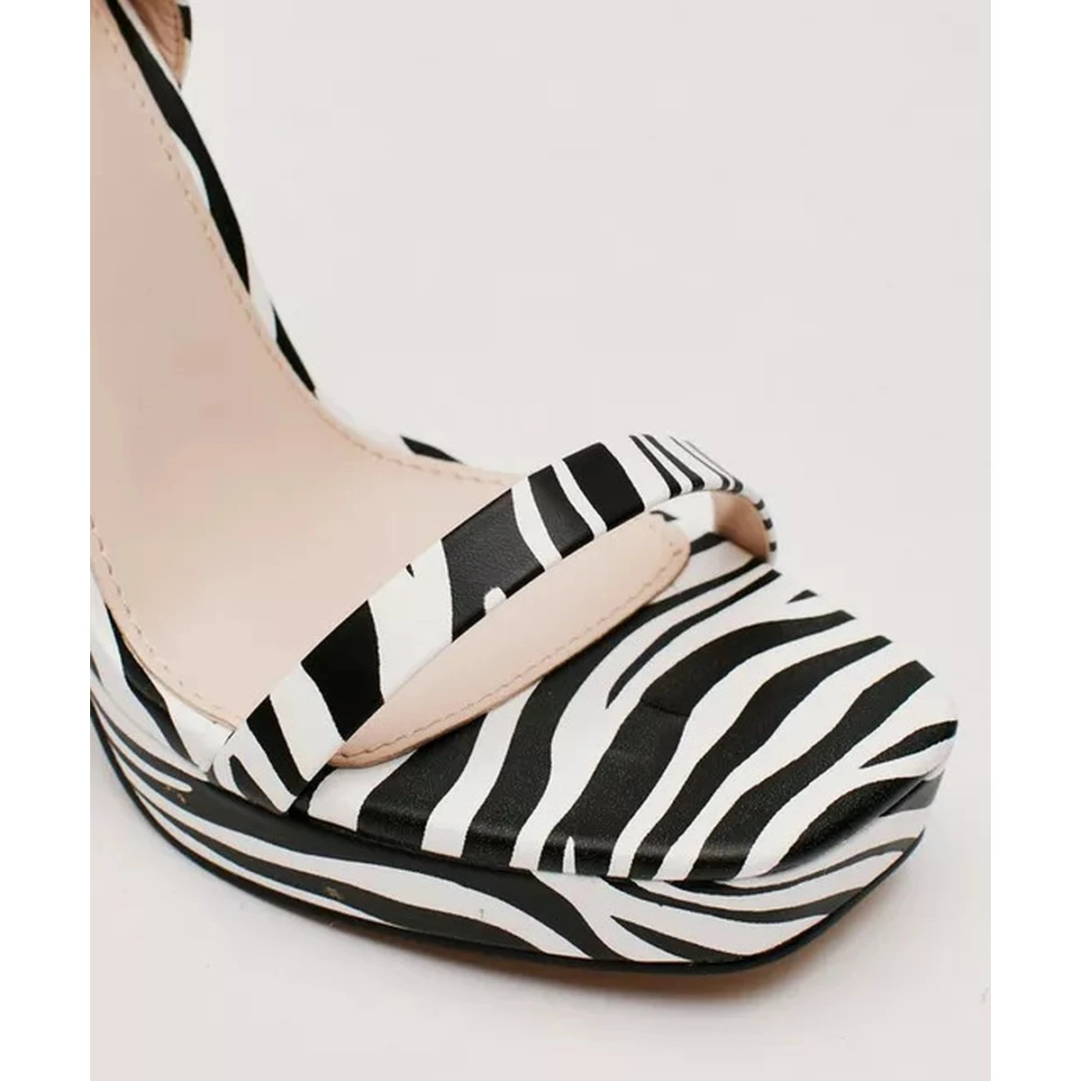 Zebra Print Ladies Ankle Strap Platform High Heeled Sandals Shoes Women Evening Heels Shoes