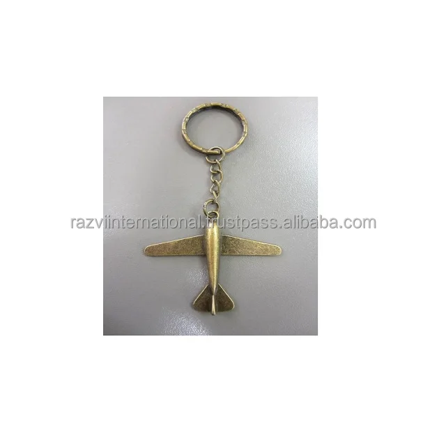 Handmade metal aluminium airplane shape key ring