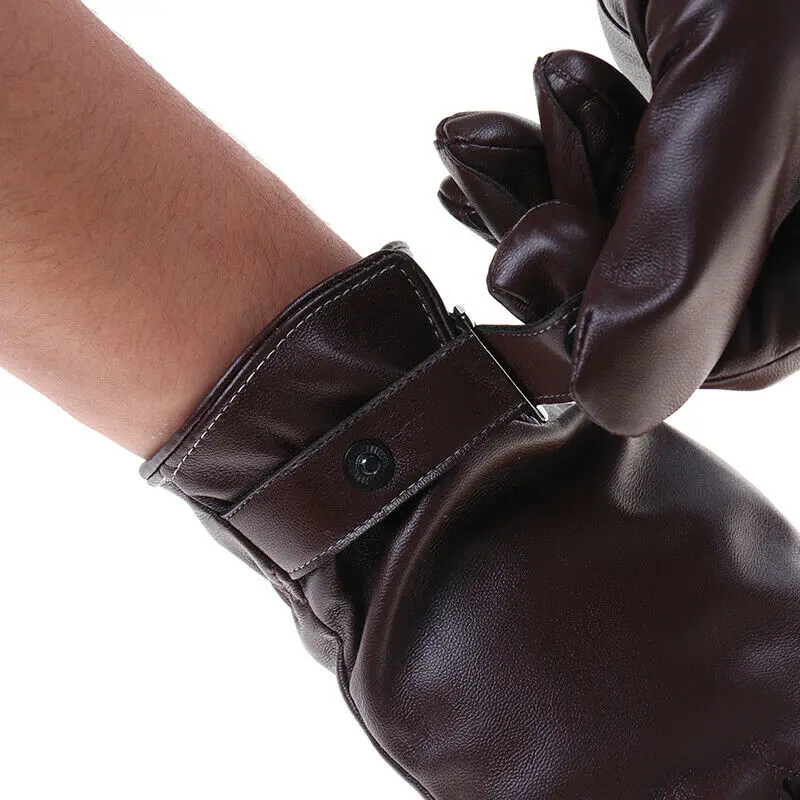 
Custom Comfortable Men Driving Gloves Full Finger Leather Driving Gloves Hole And Snap Closure Leather Gloves 