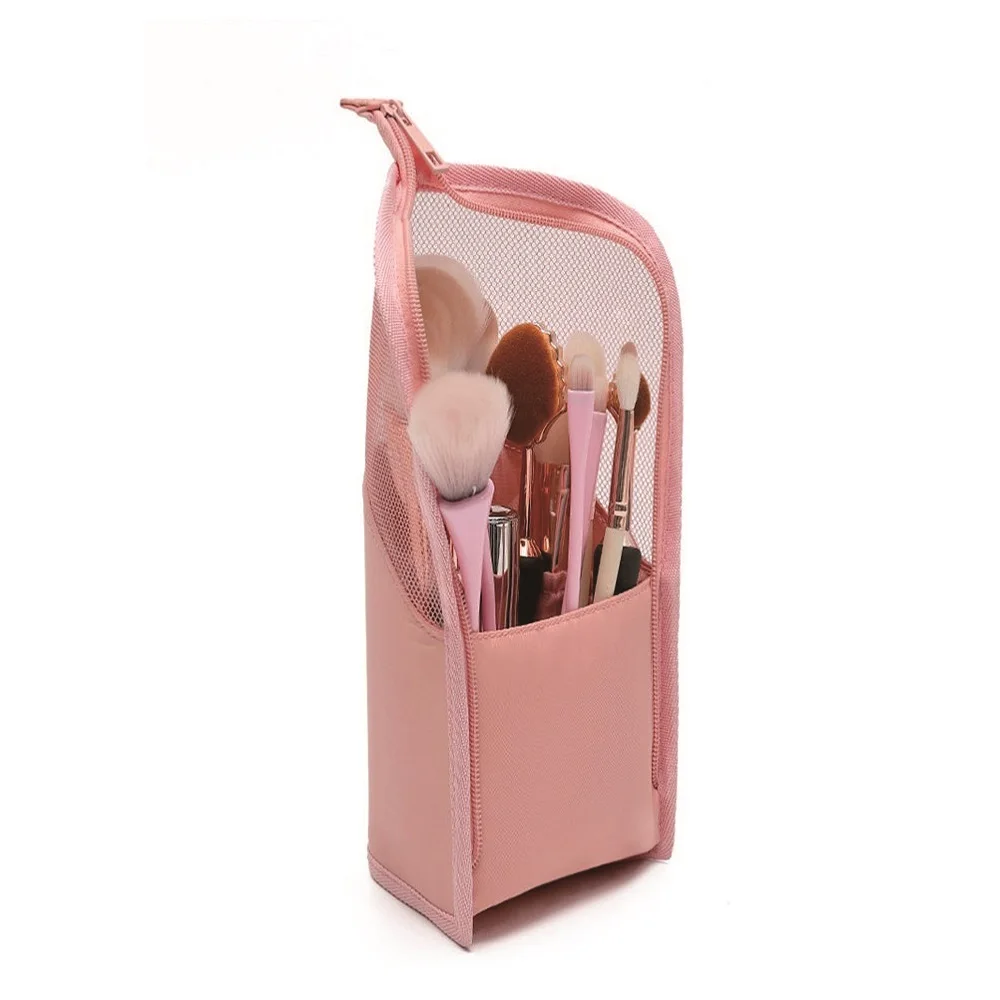 Compact and convenient and retractable polyester cosmetic bag Plastic makeup brush bag