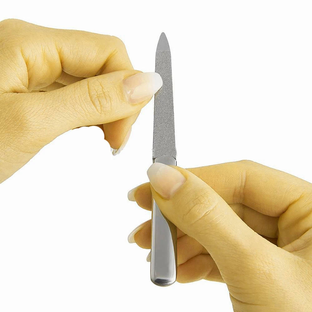 Pakistan Made Stainless Steel Professional Nail File Gold with Plastic Handle For Wholesale