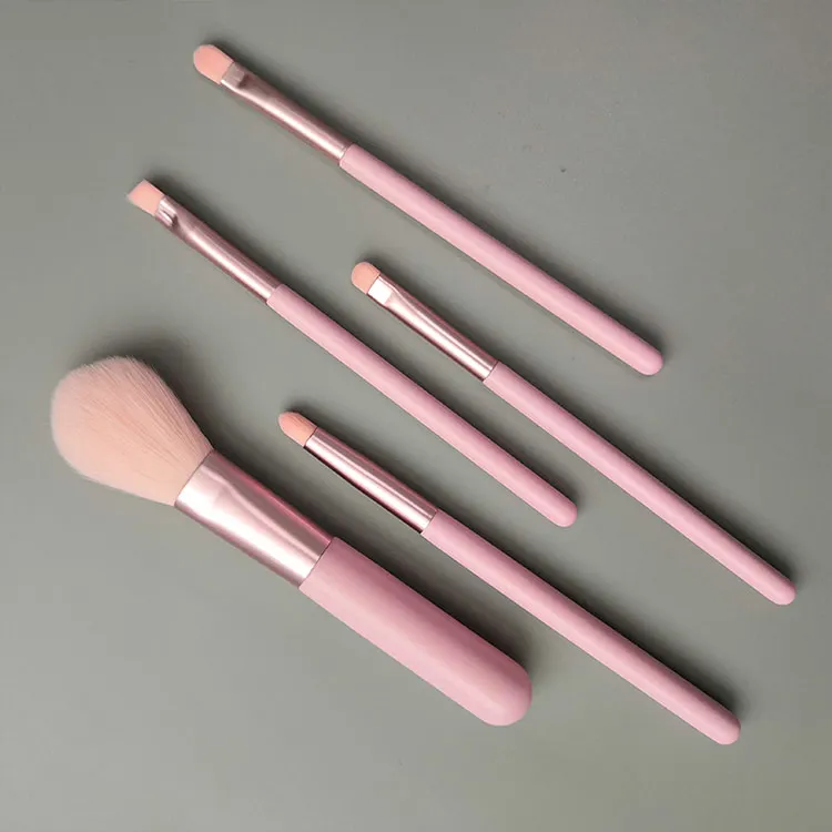 Travel makeup brush set 5 pcs  pink powder eyeshadow brushes