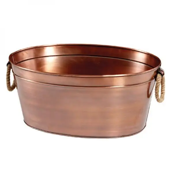 KHAN EXIMPO High Quality Antique Hammered Copper Plated Wine Ice Bucket for Bar & Parties Rectangle Beer Chiller Tub