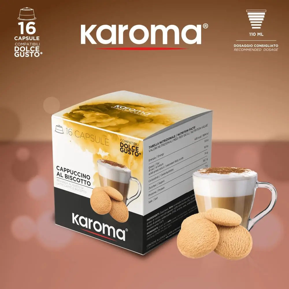 Karoma DOLCE GUSTO капсулы с ароматом печенья капучино этикетка PROVATE (OEM)