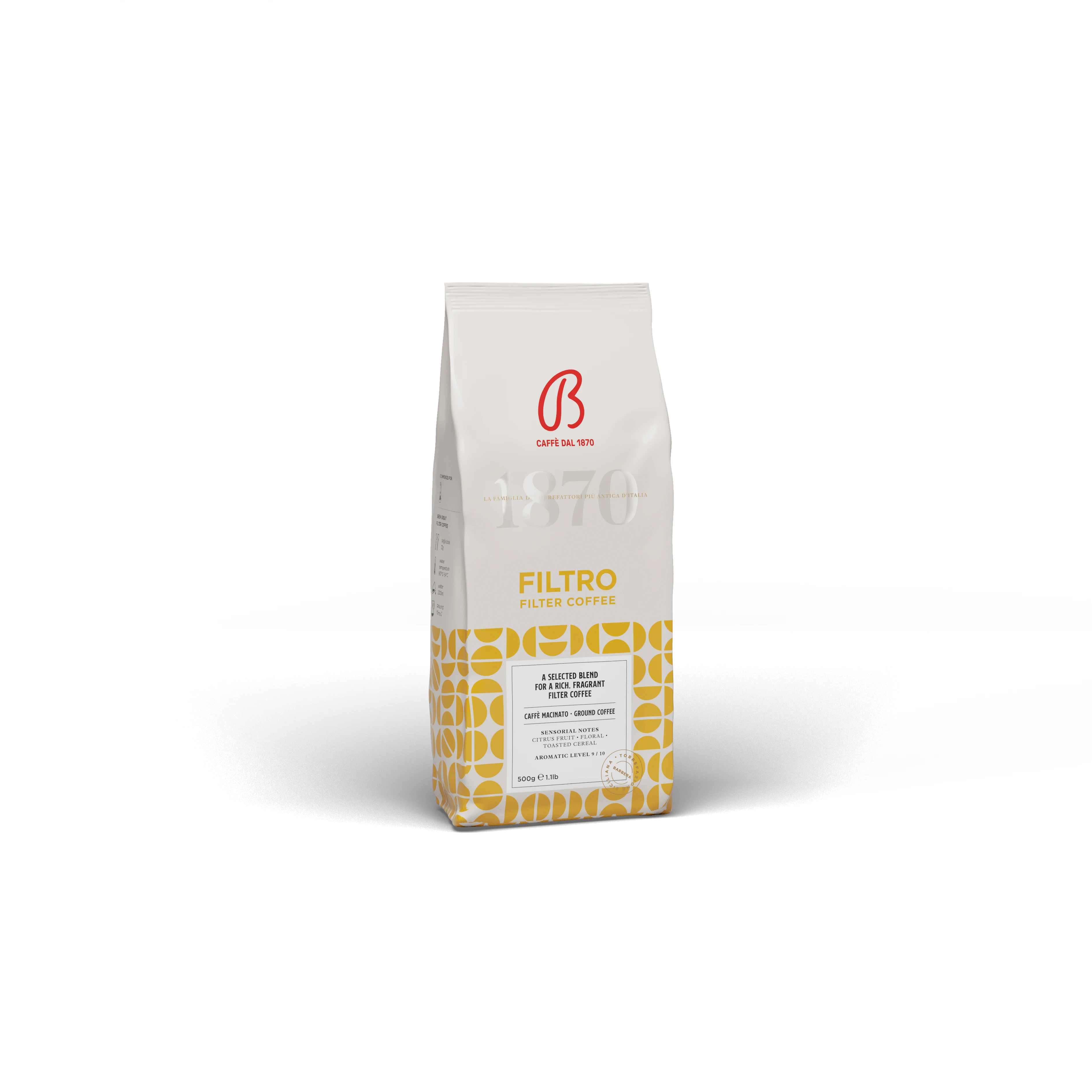 
 Сделано в Италии, эспрессо 100%, фильтр Arabica, зернистый кофе  