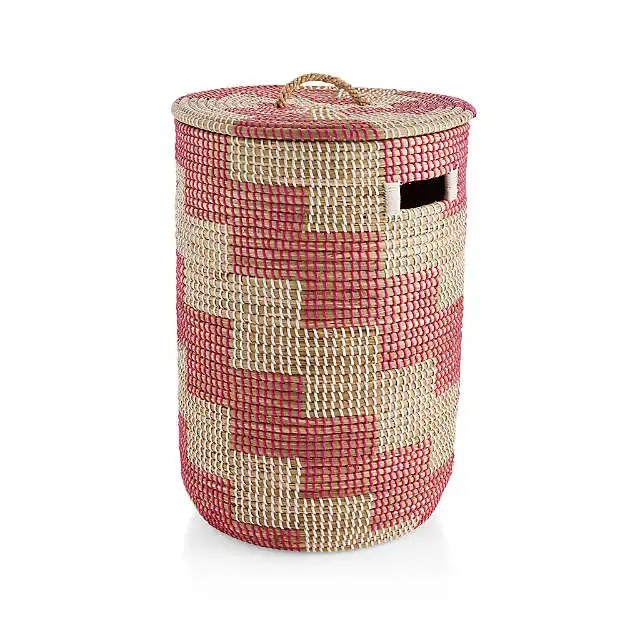 Vietnamese Natural Seagrass Storage Baskets Hamper Laundry African Basket for Home Decoration