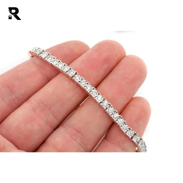 5mm Miracle Set Diamond Round Miracle Plate Tennis Bracelet 14k Rose White Yellow Gold Tennis Bracelets For Sale