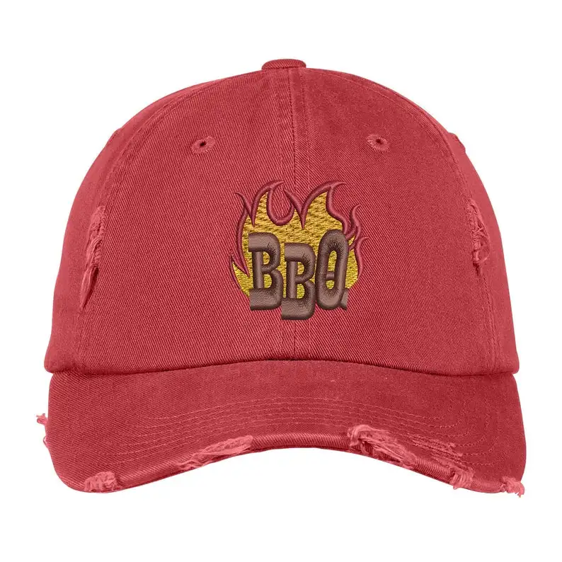 Custom Embroidery LOGO no minimum  Ink Stitch DT600 BBQ Barbecue Vintage Distressed Cotton Baseball Hats - 9 Colors