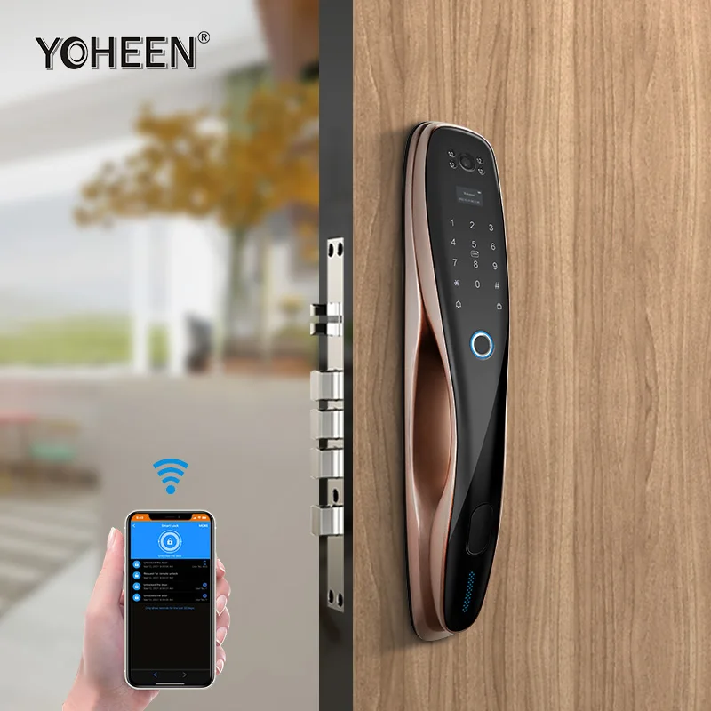 YOHEEN Home Security WiFi Control Electronic Smart Fingerprint Door Lock with Surveillance Camera