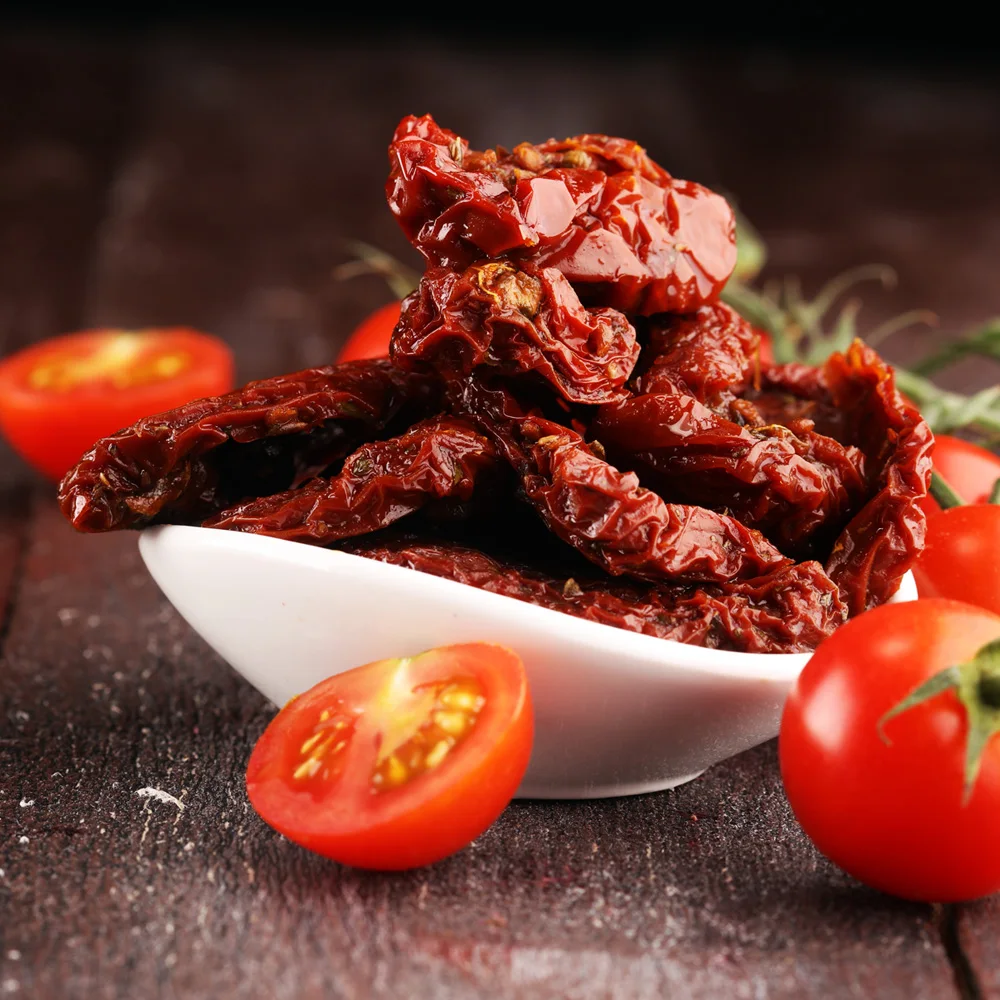 Italian top quality salty sundried cherry tomato 190g jar food packaging bruschetta plates for appetizer