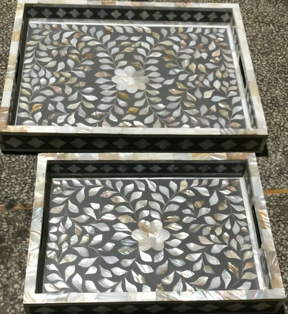 Best Quality Bone and Wooden Inlay Bakhoor Incense Burner Set with Tray and Box Arabic Style Bukhoor Incense