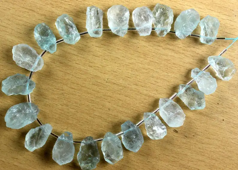 21 Pieces Raw Natural Aquamarine Gemstone Untreated Rough Jewelry Making Blue Stone Collection Style Cut