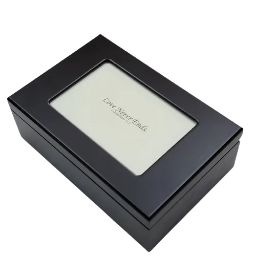 
High quality handmade wooden keepsake box picture photo frame lid 