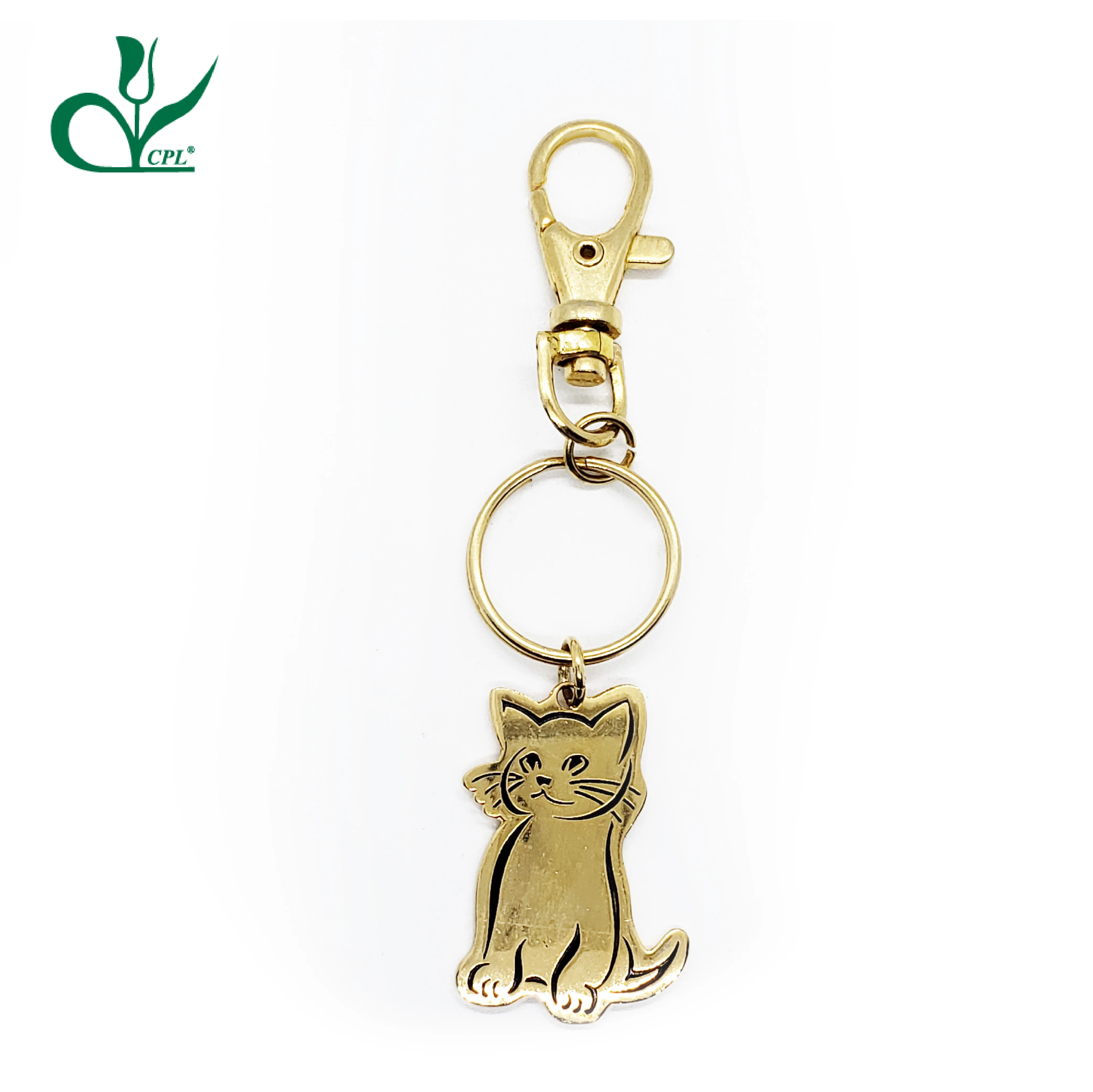 
Golden Plated Keychain with Lobster Swivel Hook and Charm 