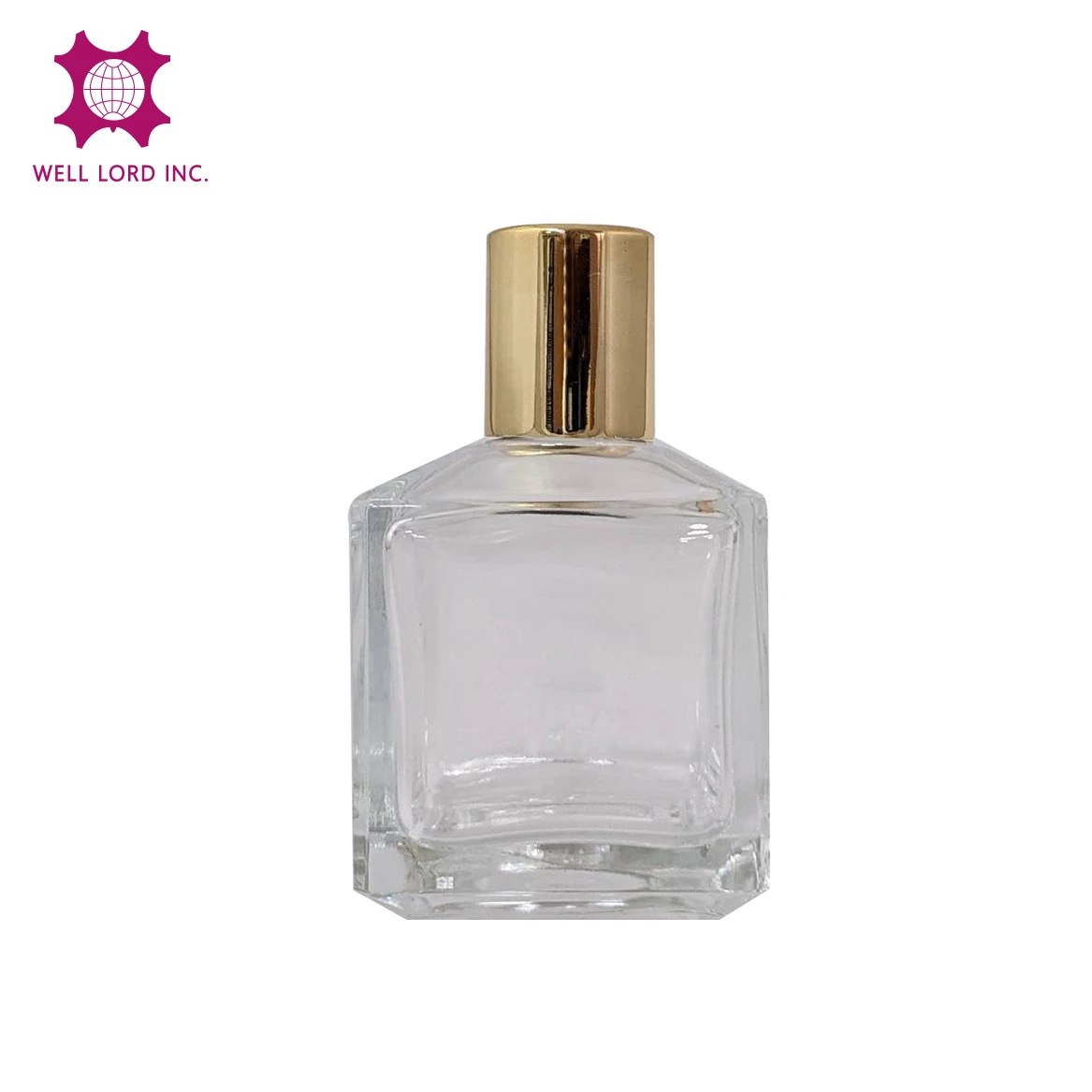 Customization empty 75mL square glass bottle crimp neck gold cap perfume bottle packaging