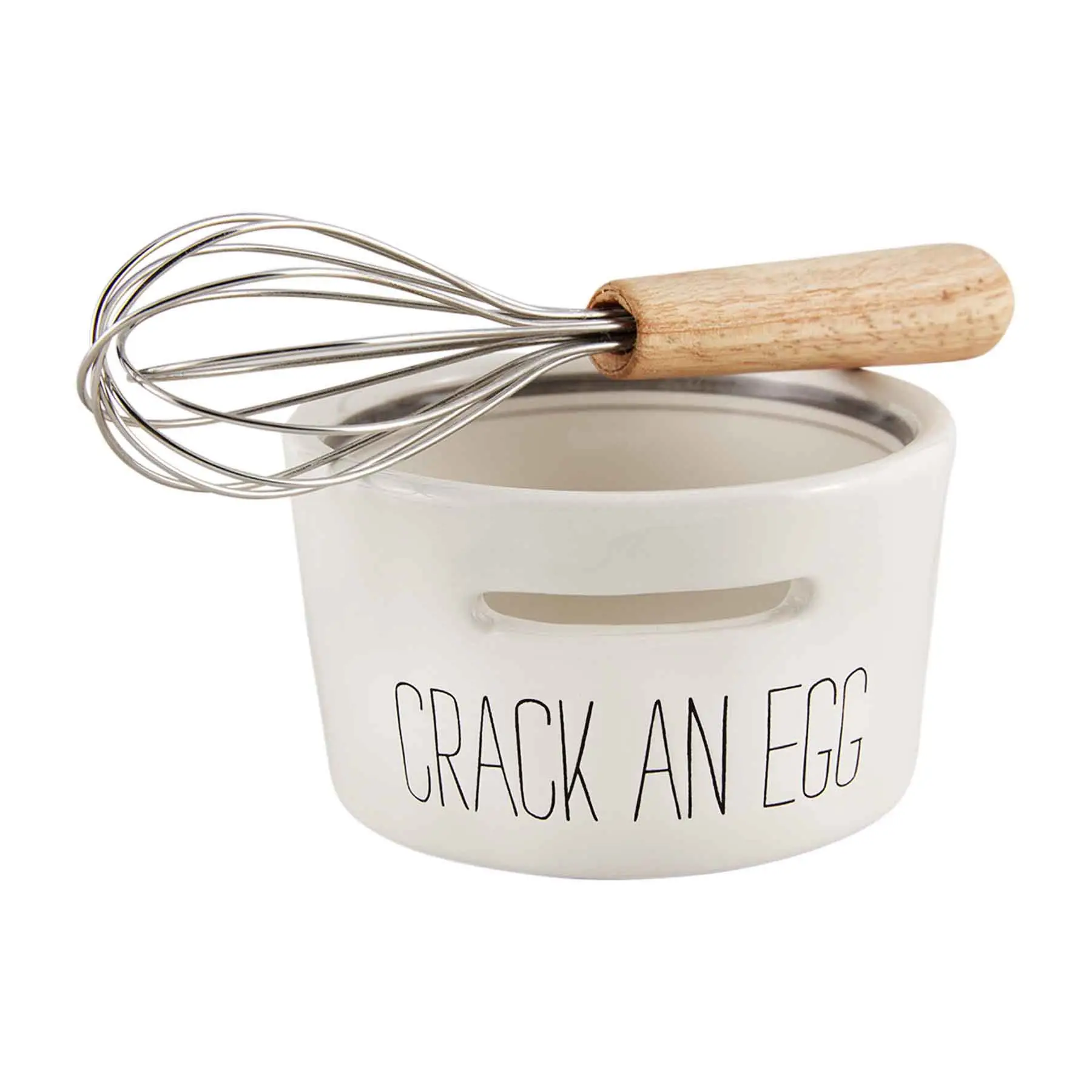 Vertical stripe beads with Hot and heavy phrase silkscreen Egg Separator and Whisk Set