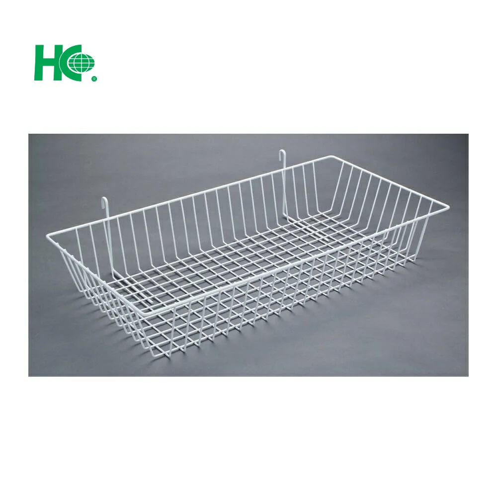 Rectangular wire basket organizer for gridwall panel