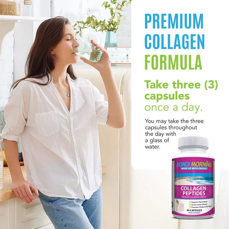 Promotes Vitality and Anti Aging Collagen Peptide Capsules - 100% Natural Dietary Supplement from Bondi Morning